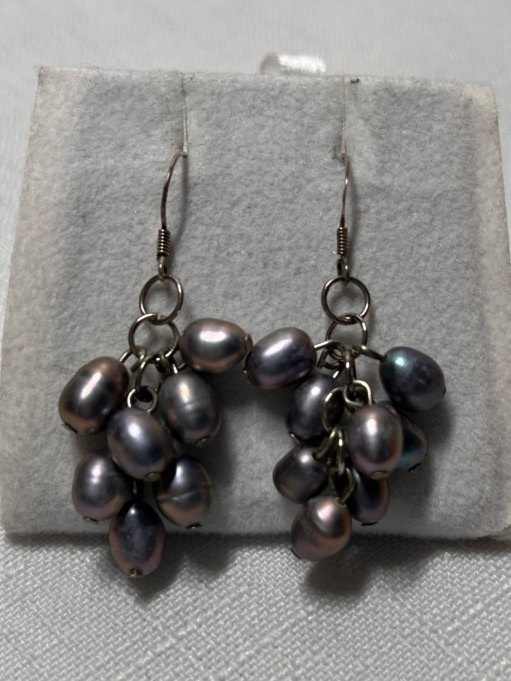 Lavender Pearl Cluster Dangle Earrings - Sterling Silver posts (stamped)